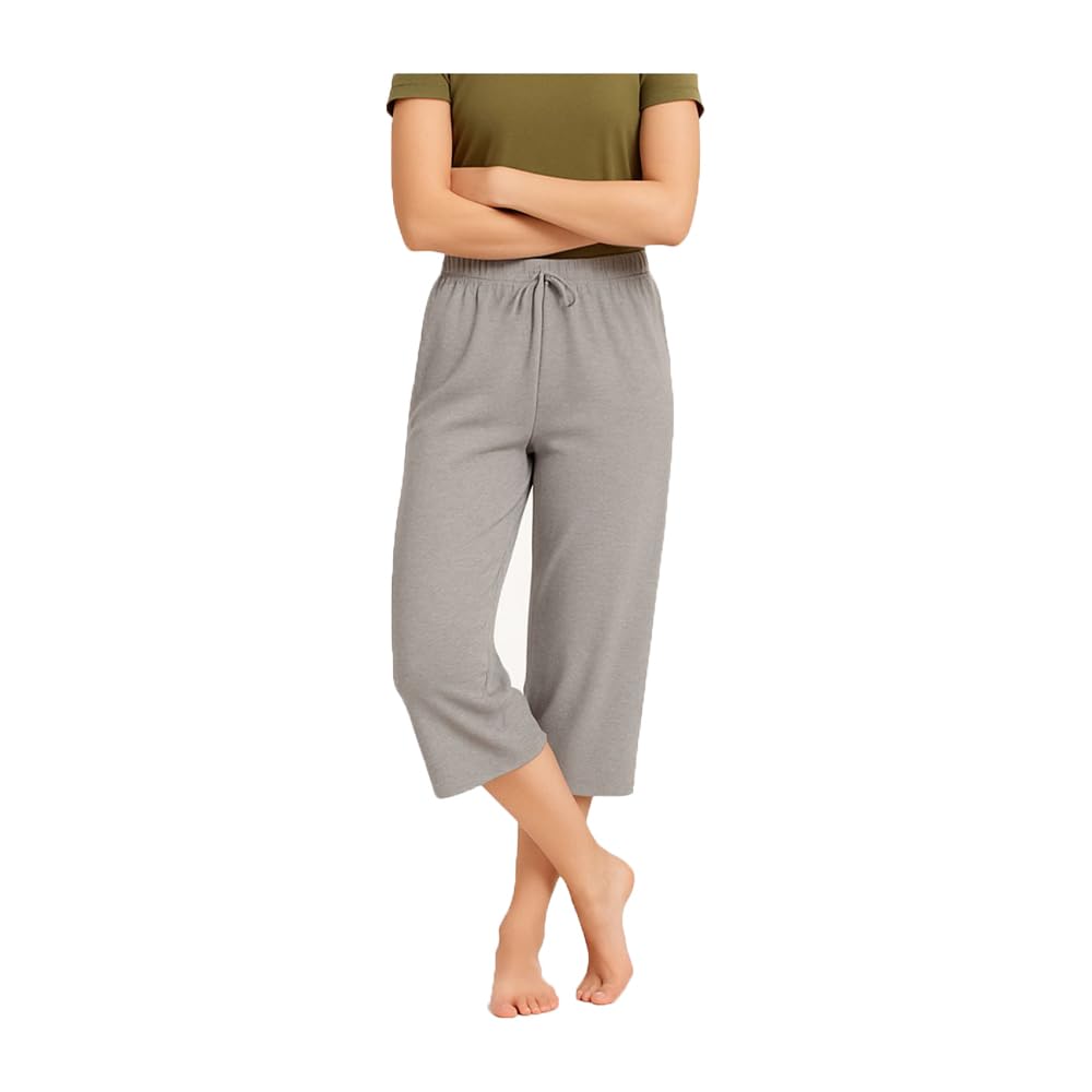 Womens Wide Leg Capris, 3/4th Capri With Loosefit For Girls Grey Single Pack-picture-32