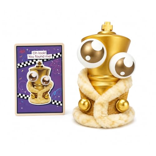 Golden Kinger Figure Super Rare Collectible Toy Fluffy Furry Coat Statue with Big Eyes Cartoon Character Collectible Doll Comes with Matching Collectors Card Gift for Fans & Kids