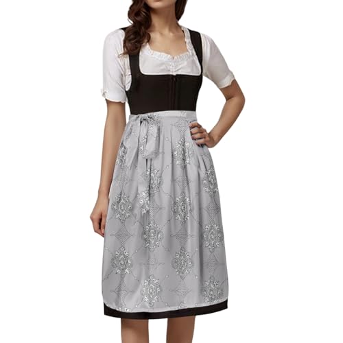 Disfraces de cosplay de Halloween y Navidad, vestidos de tirolesa para mujer, trajes tradicionales bávaros, delantal a cuadros, cerveza, carnaval, Halloween, disfraz victoriano para mujer, Gris Claro