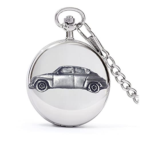 Montre gousset à quartz homme argent poli suédois 96 Rally 2 temps ref235 effet étain