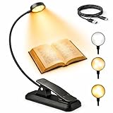 Luz para leer libros en la cama, Luz de Lectura Recargable USB-C Carga Rápida - Lámpara LED con 3 Niveles de Brillo, Flexible 360°, Protección Ocular y Batería Larga Duración - Noche, Estudio y Kindle