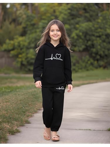 4-8T Girls Clothes Letter Print Tie Dye Hooded Long Sleeved Top +Tie Dye Long Pants Outfits Set4