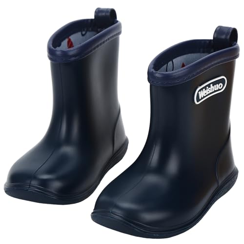 Toddler Rain Boots Girls Boys Waterproof Lightweight PVC Wellington Boots with Easy-on