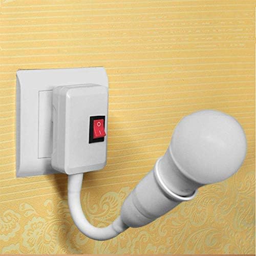 STBTECH E27/E26 Plug in Light Socket Adapter with On/Off Switch, Flexible Neck Extension Lamp Bulb Holder Converter for Night Light Bedside lamp Wall lamp Bases
