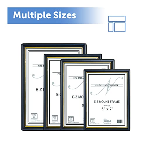 Nudell (3) 8.5" X 11" Economy Ez Mount Document Frame With Plastic Face Value Pack, Black W/ Gold Trim #TOP6