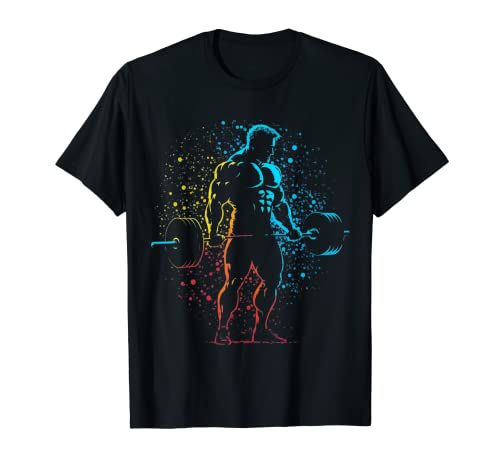 Colorida camisa de gimnasio divertida para hombre con levantamiento de pesas Camiseta
