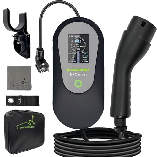 G-journey Ladekabel Elektroauto Typ 2 Schuko 5M8-13A 1-phasig Tragbares EV Ladekabel Typ 2 Schuko Ladegerät EV Charger 3kW mit Steuerbarer Digitalanzeige Kompatibel mit Allen PHEVs/EVs