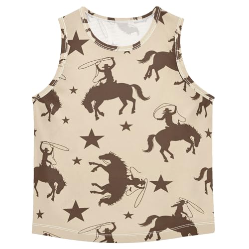 J JOYSAY Western Cowboy Horse Star Boys Tank Top Sleeveless Muscle Shirts Quick Dry Sport Workout Active Kids T-Shirts 3-15T