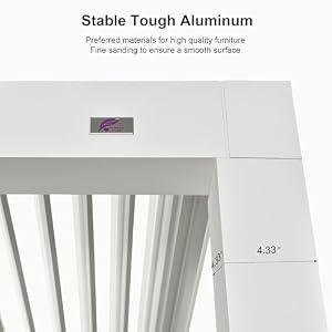 PURPLE LEAF Outdoor Louvered Pergola 10×14 White Aluminum Pergola Modern Shade Gazebo with 2 Independently Adjustable Rainproof Hardtop for Patio Garden Yard
