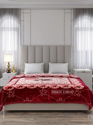 Image of Monte Carlo Double Bed Heavy Winter Blanket (160 X 220) Roman Plus 1 Ply Super Soft 550 GSM | 3 KG, (240x220 CM), Red