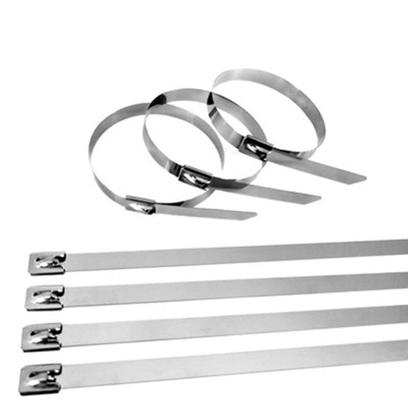 BIK Fascetta fermacavi multiuso in metallo da 4,6 mm, in acciaio inox, con cerniera, rivestita, 100 pezzi (4,6 x 400 mm)