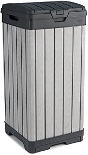 Keter Rockford Resin 38 Gallon Trash Can with Lid and Drip Tray