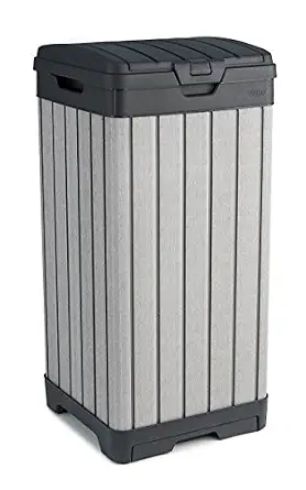 Keter Rockford 38-Gallon Outdoor Trash Can with Locking Lid and Easy-Clean Drip Tray