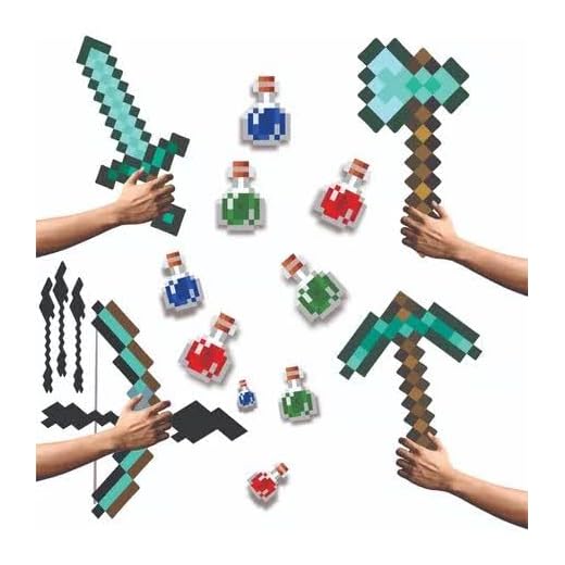 Kit 4 ferramentas pixel espada picareta arco e machado