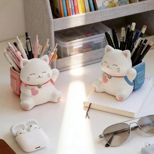 Fournitures de bureau scolaires Hrippy et porte-pinceaux multifonctionnel chat