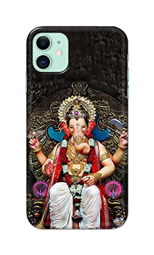Image of PRINTFIDAA Lord Ganesh Bappa Moriya Printed Designer Hard Back Case Cover for Apple iPhone 11 (6.1 inch), A2221, A2111 -(SF) MVN1010
