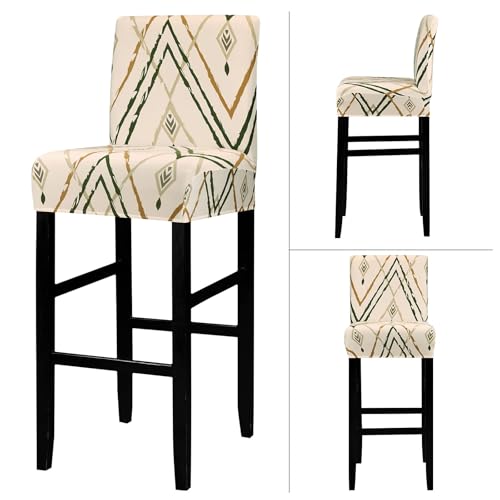 Image of Lellen Bar Stool Chair Covers Set of 2,Jacquard Bar Stool Cover Barstool Covers Slipcovers Stretch Bar Stool Covers with Backs Bar Stool Protector Covers for Kitchen Dining Room Counter Island