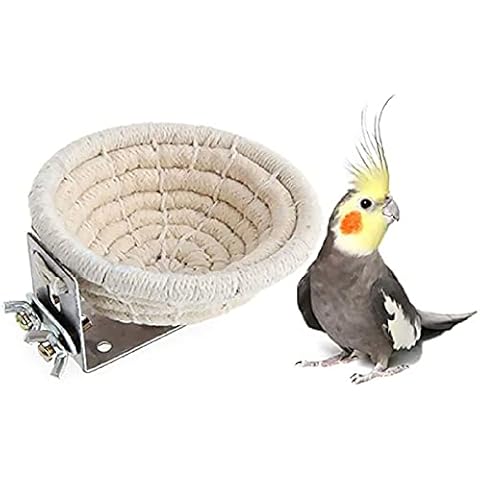 Jmiao Bird Cage Nest Cotton Weave Hemp Rope Bird House Bed for Parakeet Budgies Finch Cockatiel Canary (L, Cotton Rope) Cover