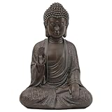 Xintim Statue de Bouddha Décoration Intérieure Zen   Petite Figurine Bouddha Assis Aspect Antique Marron   Idéale pour Yoga, Méditation, Salon et Bureau   Sculpture Spirituelle 17,8cm