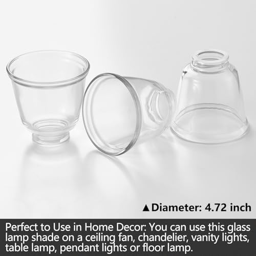 Image of Modern Clear Glass Lampshade 4 Pack,2-1 /8 inch Fitter, 4-5 /8 inch Diameter ,4-1 /2 inch Height, Replacement Lampshades For Ceiling Fans With Lights,For Living Room Bedroom Kitchen (Clear Glass(A))
