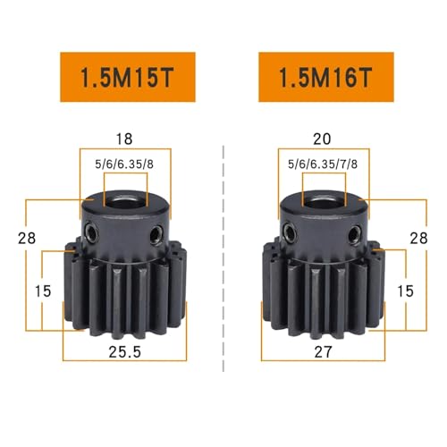 Engranaje recto para reparar transmisiones con eje de 6.35 mm y modulo 1.5 2
