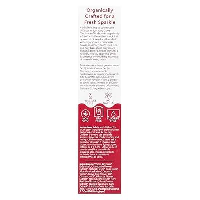 Radius USDA Organic Gel Toothpaste, Non Toxic, Designed to Improve Gum Health and Reduce the Risk Gum Disease, Red, Clove Cardamom, 3 Ounce (Pack of 1)