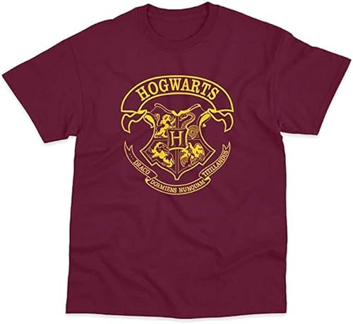 Hogwarts School Emblem Inspired by Harry Potter T-Shirt (L) Burgundy
