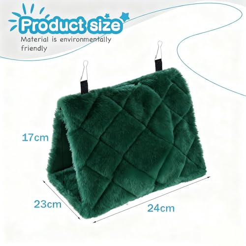 Image of Bird Nest Snuggle Hut Soft Plush Hammock Hanging Cage Tent for Birds Parrot Winter Warm Bed Pet Toy for Hamster Parrot Macaw Budgies Eclectus Parakeet Cockatiels Cockatoo Lovebird (Green)