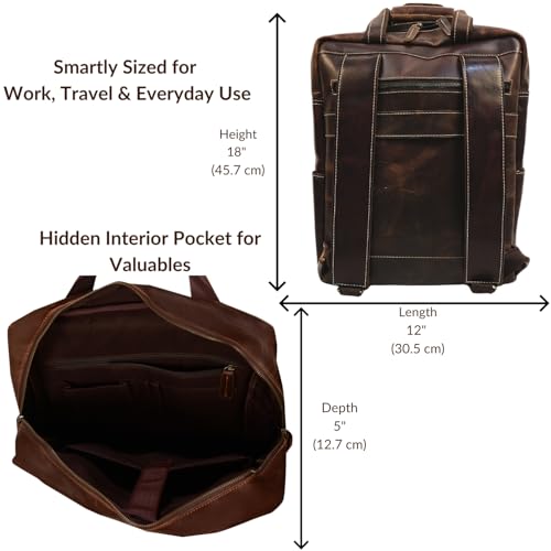 Handmade Genuine Leather Backpack for Men, Brown Vintage Laptop Bag, Work & Travel Rucksack Backpack Unisex4