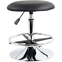 FURWOO Taburete Vertical Redondo para salón de Belleza de Cuero sintético con Respaldo de Altura Ajustable y rotación Adecuada para el hogar, Cocina, Bar, peluquería (Negro)