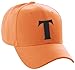 Daxton Structured Curve Visor Bill Baseball Hat 3D Capital Alphabet Letters, Orange Hat Black Letter T