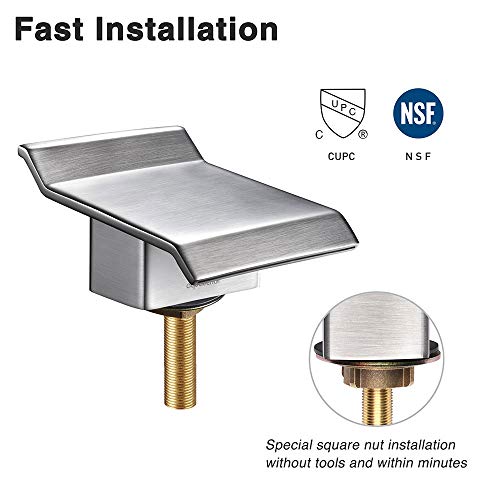 Aquaterior 3Pcs Waterfall Roman Faucet Bath Tub Vessel Sink(Cupc Nsf Cec) Bathroom Tap Lavatory Hot & Cold Water #TOP3