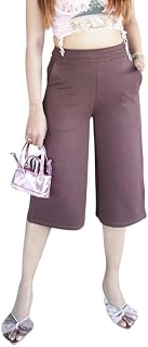Mlada Women's Regular High Rise Calf Length Culotte Formal Office Pants | Formal Capri Trouser Pants for Women with 2 Pock... Price In India