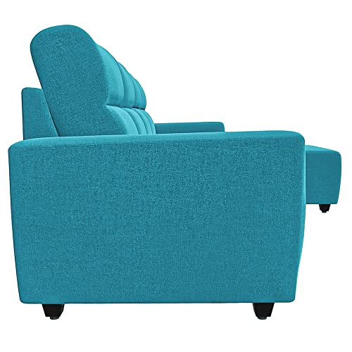 Image of Wakefit Sofa Set | 3 Year Warranty | 3 Seater Sofa for Living Room, Wooden 3 Seater + Right Aligned - Belize(Malphino : Malibu Green)