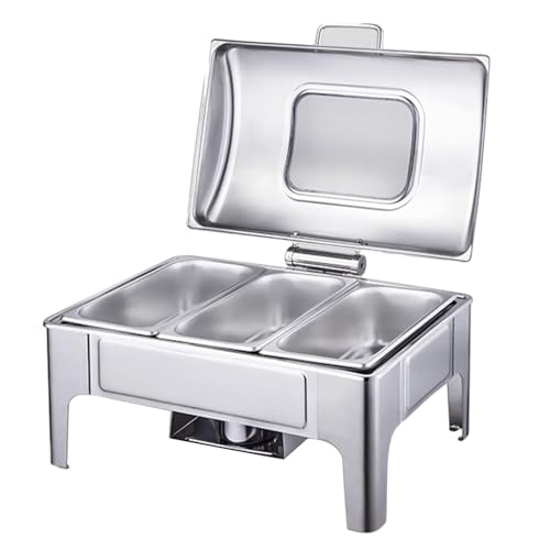 Juego de platos para rozaduras con tapas transparentes, bandejas de servir de 6,5 cm para calentadores de alimentos, perfecto para catering, fiestas, eventos y bufés, juego de 6 piezas