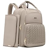 Qualyphant Diaper Bag Backpack - Extra Large Diaper Bag for Two Kids Twins (Expandable 30-38L) - Travel Baby Backpack with Changing Pad for Mom Dad (Quilted, Water Resistant, Brown Taupe)