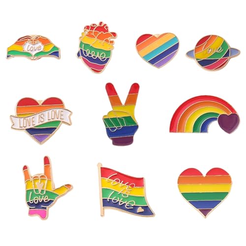 BQLYblink 10 Broche Arc-en-Ciel de Fierté LGBT Pour Chandails, Écharpes, Foulards, Robes, Costumes, Sacs à Dos - Métal