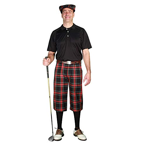 Golf Knickers Outfit - Plaid - Stewart Collection - Mens 'Par 5' - Black Stewart - 36
