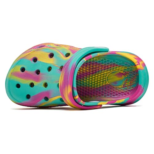 WOUEOI Kid's Tie Dye Clogs Garden Shoes Cartoon Slides Toddler Sandals Beach Slipper Girls Boys3