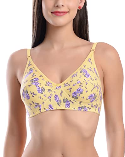Image of FIMS - Fashion is my style Cotton Bra Non-Padded Non-Wired Bra Floral Print Bra for Women Combo Pack Girls Everyday Bra, Multicolor