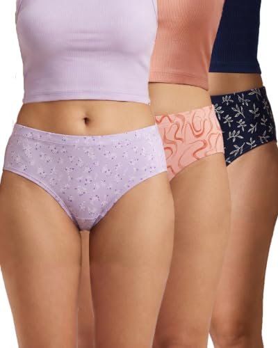 Image of URBAN ADVENTURE Women's Cotton Printed High Waist Full Coverage Briefs | Soft & Stretchable Everyday Hipster Panties | Breathable Comfort Fit | Pack of 3