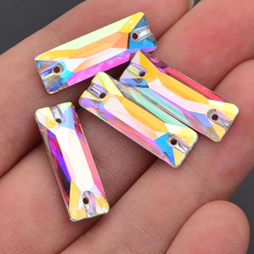 Strass rectangulaires cristal AB couture dos plat finis les décollages