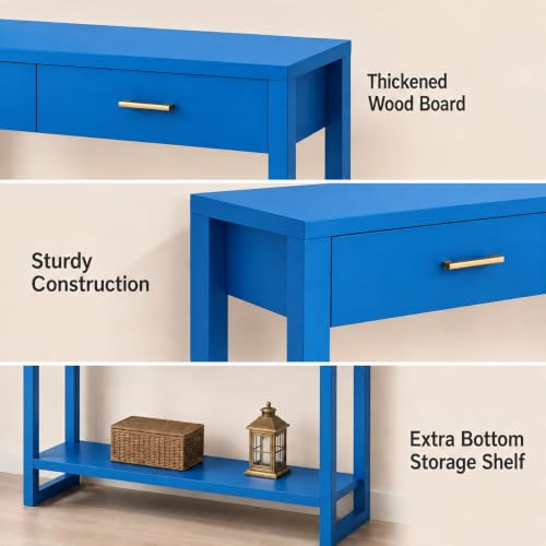Image of 41.3 inch Modern Entryway Console Table with Foot-Sensor Light, Blue