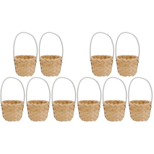 Happyyami 10Pcs Petit De Pique en Tressé Paniers De Rangement Et DéCoratifs Petit À Fleurs Et Portable à LitièRe De Mariage DéCoration De Banquet