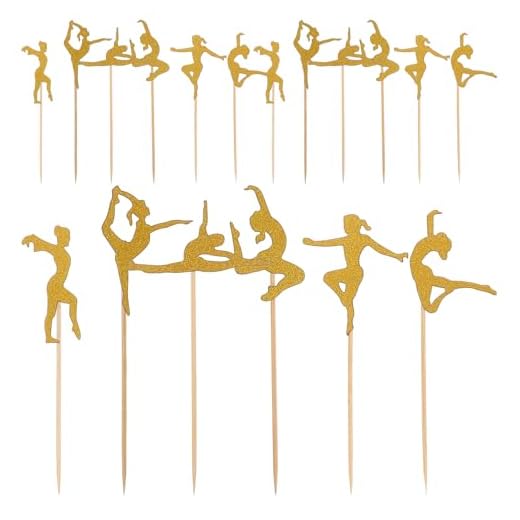 jojofuny 24 Piezas de Pastel de Fitness Toppers Aerobic Yoga Cupcake Papel Toppers Brillante Bailarina Pastel Postre Elegir para Decoración de Cumpleaños Fiesta Deportiva