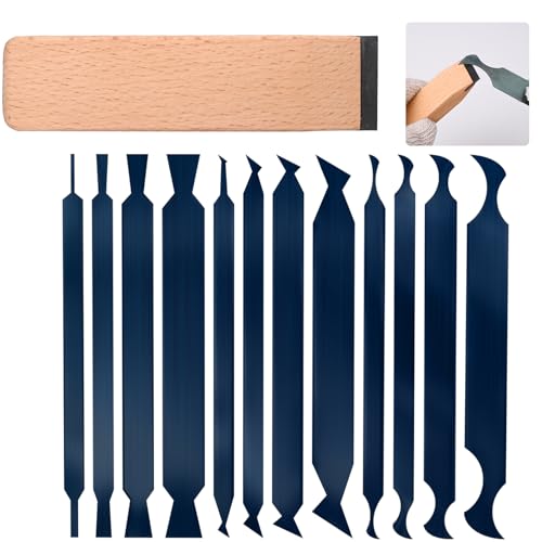 12-PCS Cabinet Scraper Set with Burnisher - Multi-Shaped Card Scrapers