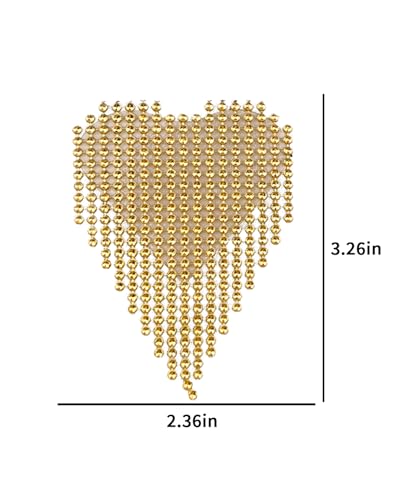 Image of ZGMYC Sparkly Rhinestones Metal Chain Nipple Cover with Tassel, Reusable Adhesive Pasties Sexy Bra Body Chain
