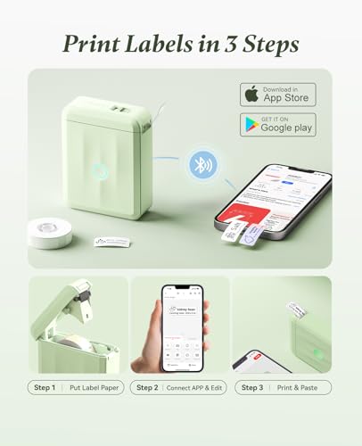 Image of NIIMBOT D110 Label Maker Machine, Bluetooth Thermal Label Printer for School Home Office Organization, Mini Thermal Printer, Label Maker with 1 Label Tape, Green