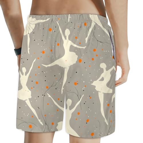 Men's Swim Trunks Size S Ballet Wallpaper with Mesh Lining Soft Breathable Quick Dry Beach Shorts Grayish Beige2