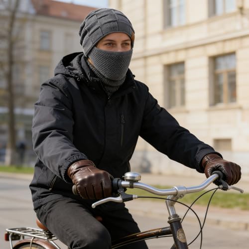 Cold Weather Balaclava Ski Mask Fleece Lined Winter Warm Hat for Men Women (Beige) - image 6